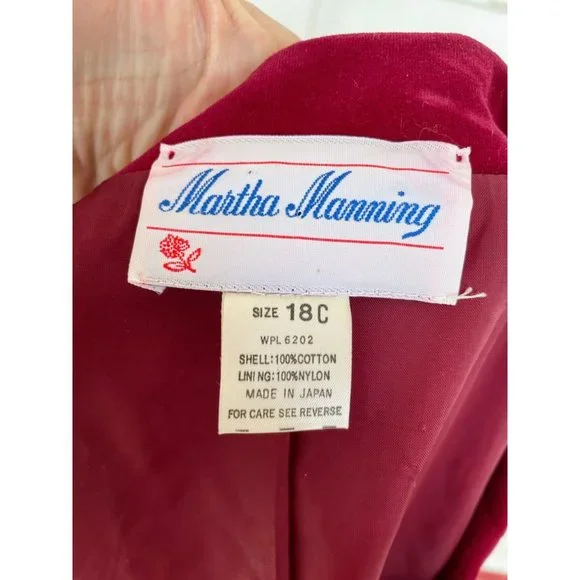 VIntage 1960s Martha Manning Womens Velvet Blazer Burgundy Sz 18 XL - Picture 4 of 13